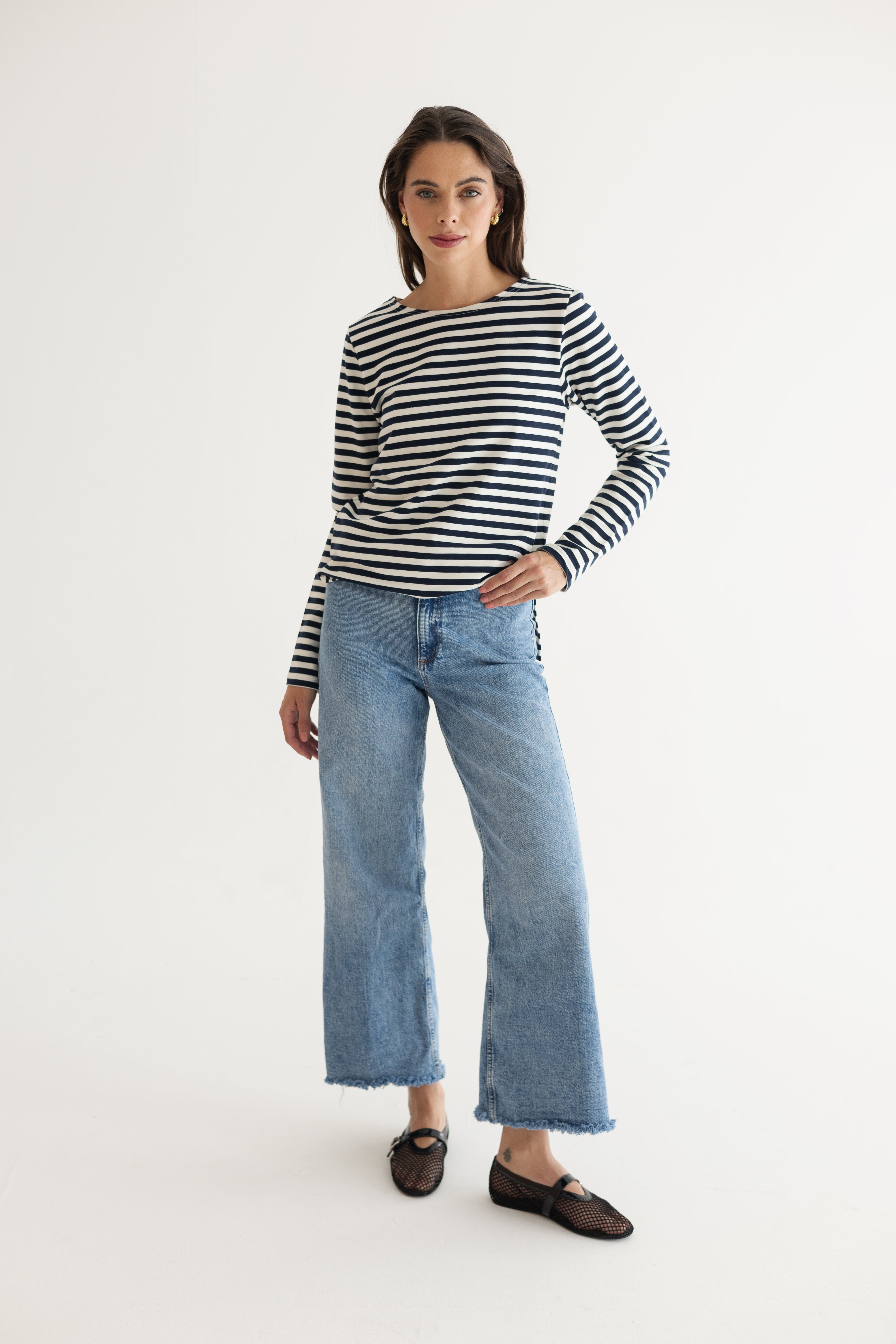 Breton Top with Stripe Navy/Ivory