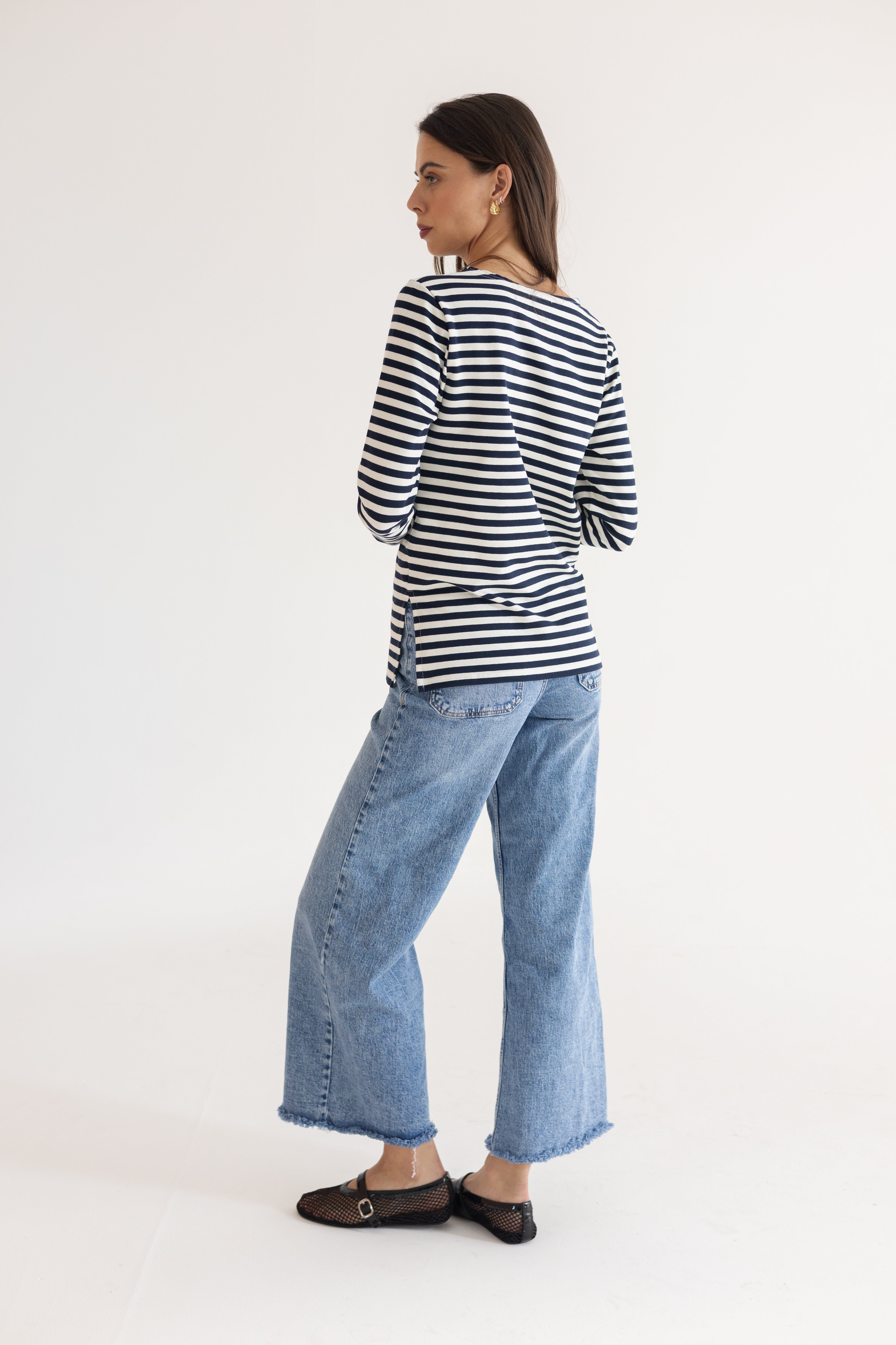 Breton Top with Stripe Navy/Ivory