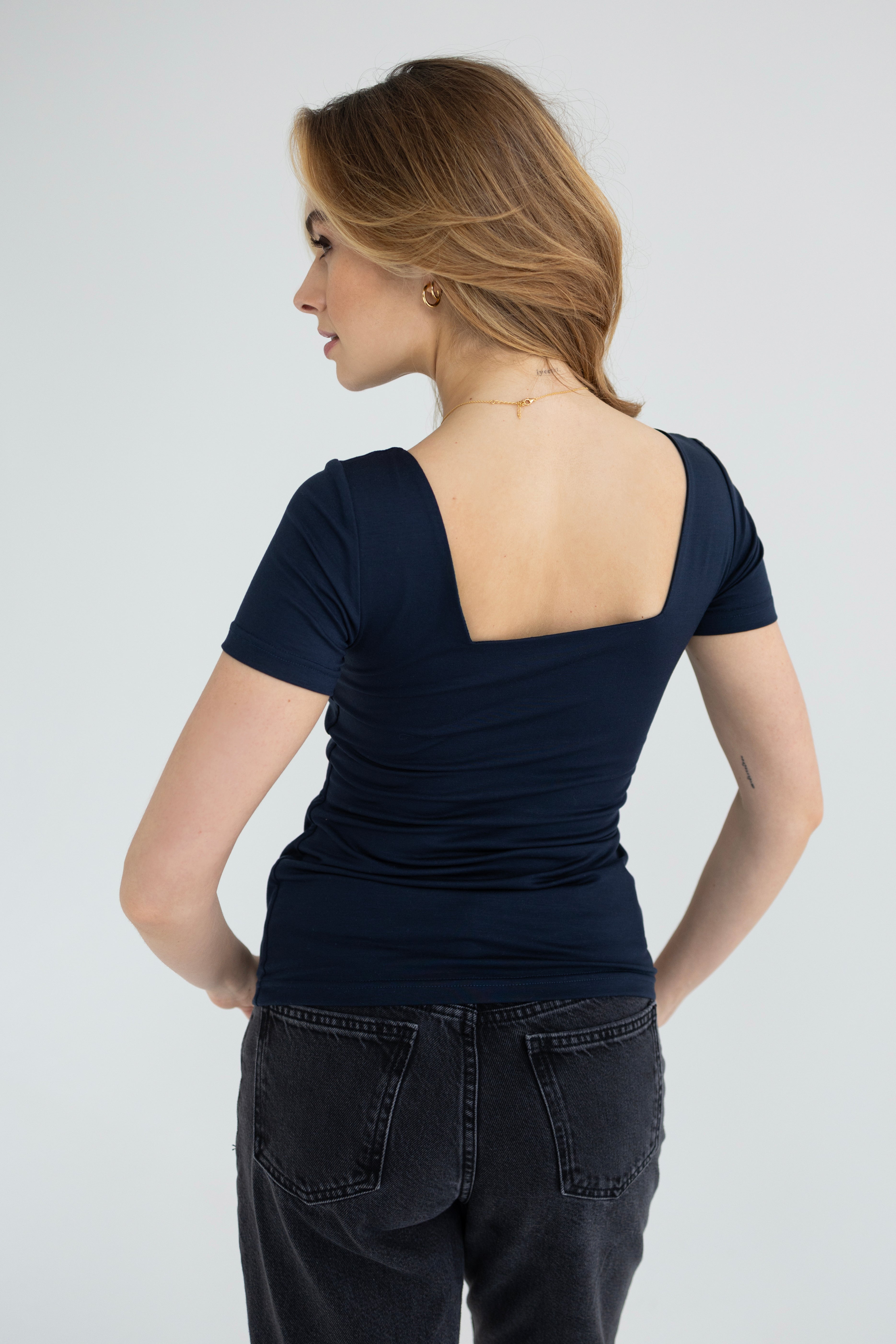 Top Ines z tencelu navy modrá