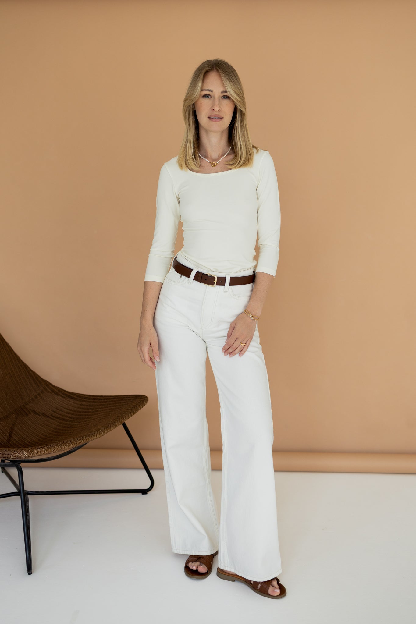 T-shirt Julia made of ivory bamboo knit