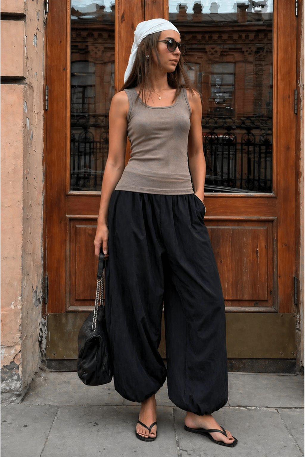 Žebrovaný tank top Lina taupe