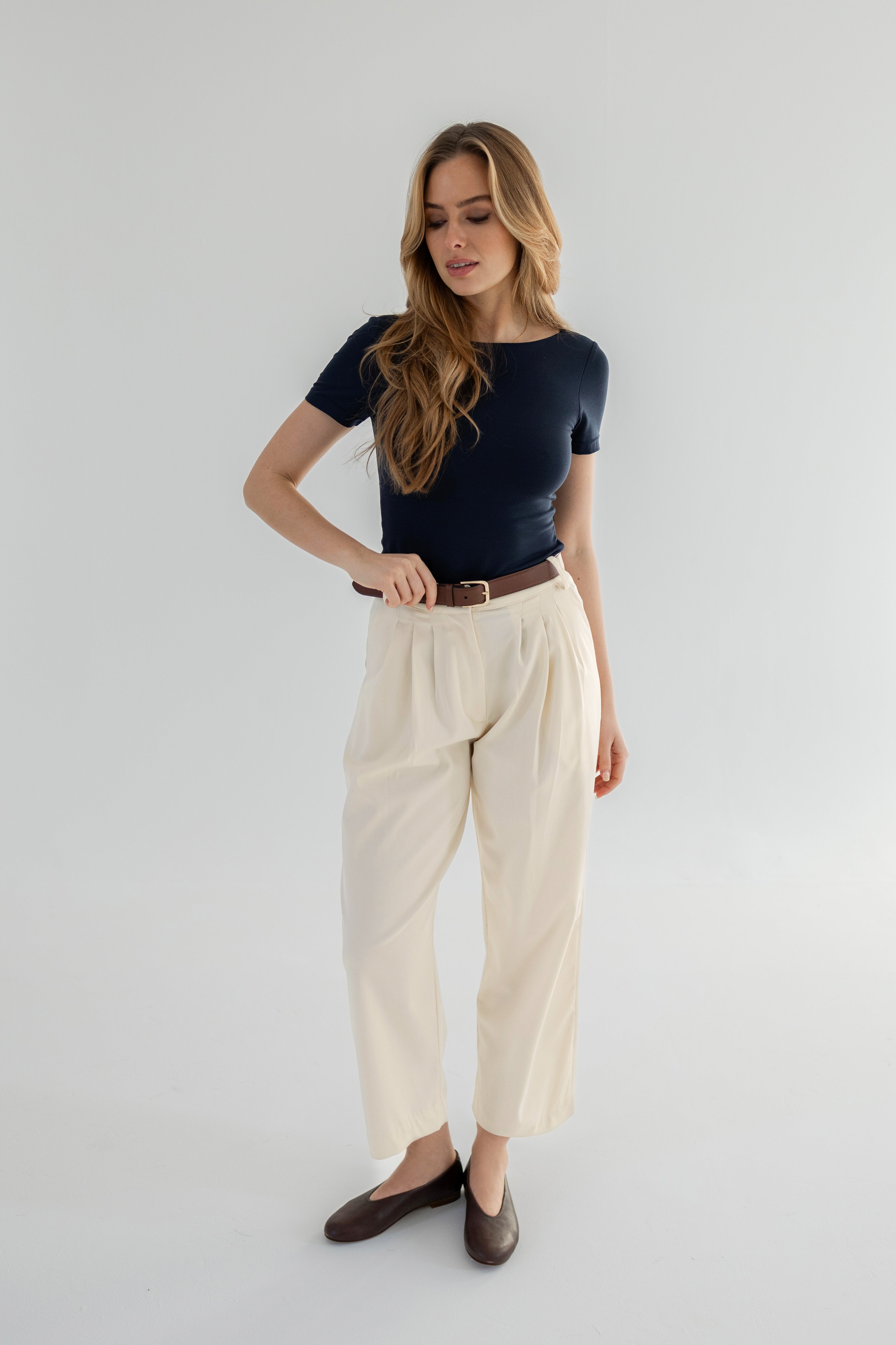 Rae Tencel Barrel Leg Pants Ivory