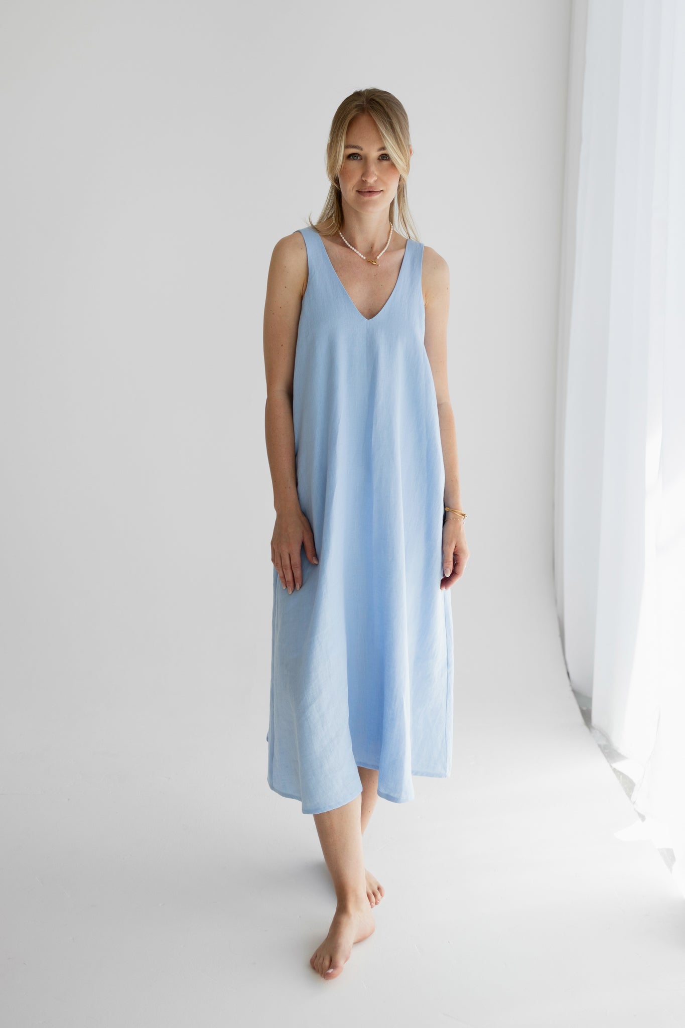 Linen dress Eloise chocolate brown