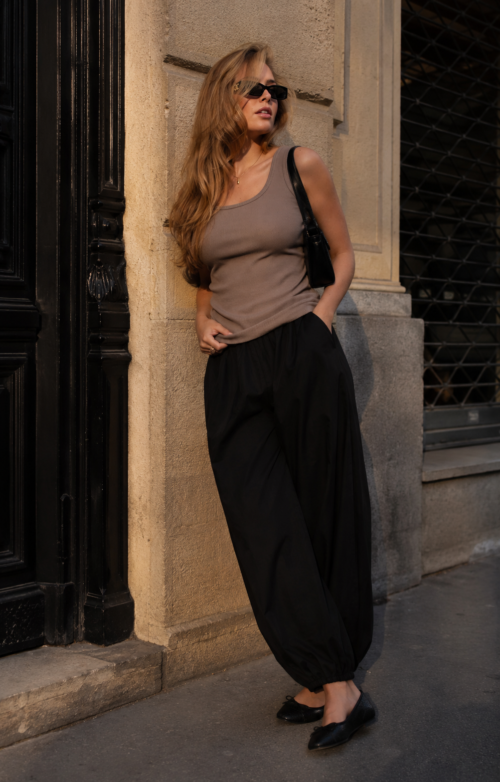 Žebrovaný tank top Lina taupe